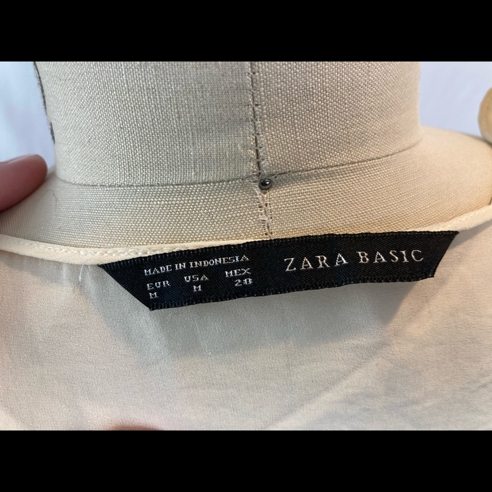 Zara Basic Delicate Cream Silk Blouse - image 5